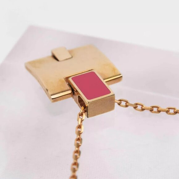 HERMES Irene H Motif Red Lacquered Gold Pendant - Picture 6 of 12